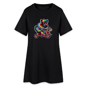 Clown terrier sur tricycle - Robe T-shirt Femme - noir - Devant