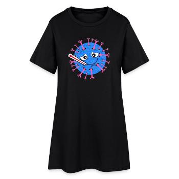 Sick Virus – Cartoon with Clinical Thermometer - Women’s T-Shirt Dress - black - Front