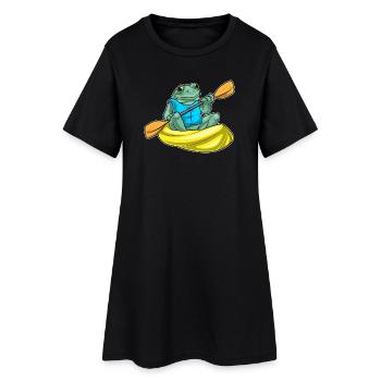 Frosch kleines Boot - Frauen T-Shirt-Kleid - Schwarz - Vorne
