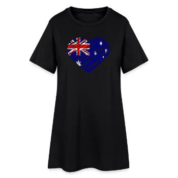 Australische Flagge Herz Design - Frauen T-Shirt-Kleid - Schwarz - Vorne