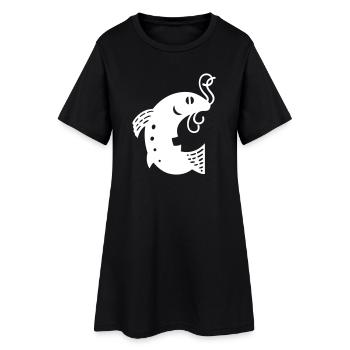 Fish on the hook white Vectorgraphic - Frauen T-Shirt-Kleid - Schwarz - Vorne