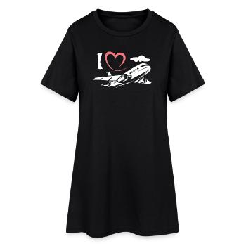 J’aime les avions - Symbole de l’aviation et des pilotes - Robe T-shirt Femme - noir - Devant