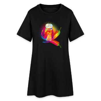 Bunter Pfefferstreuer mit scharfen Chilis - Frauen T-Shirt-Kleid - Schwarz - Vorne