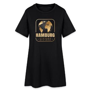 Hamburg - Frauen T-Shirt-Kleid - Schwarz - Vorne
