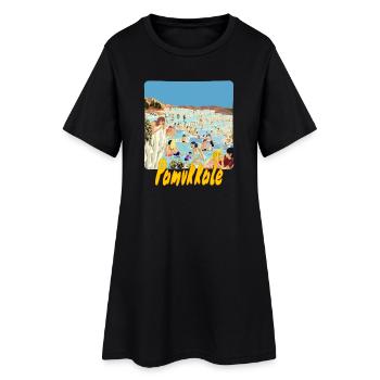 Pamukkale - Frauen T-Shirt-Kleid - Schwarz - Vorne