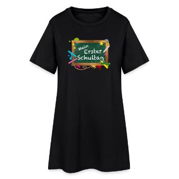 Bunte Schultafel mit fröhlicher Typografie - Frauen T-Shirt-Kleid - Schwarz - Vorne