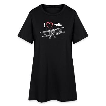 I love flying - vintage airplane in the sky - Women’s T-Shirt Dress - black - Front