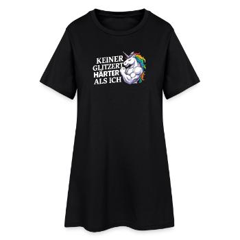 Härter als ich – Einhorn Kraftdesign - Frauen T-Shirt-Kleid - Schwarz - Vorne