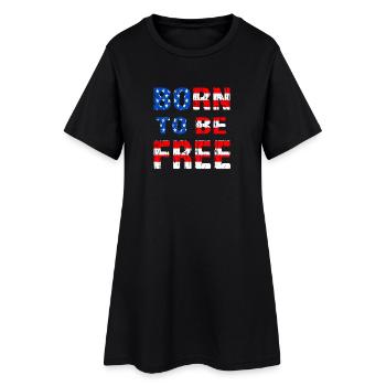 Born To Be Free Flagge der Vereinigten Staaten - Frauen T-Shirt-Kleid - Schwarz - Vorne