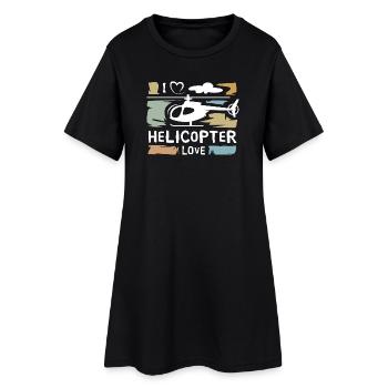 I love Helicopter - Icône vintage de l’hélicoptère - Robe T-shirt Femme - noir - Devant