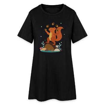 Jongler avec l’écureuil - Scène de forêt amusante - Robe T-shirt Femme - noir - Devant