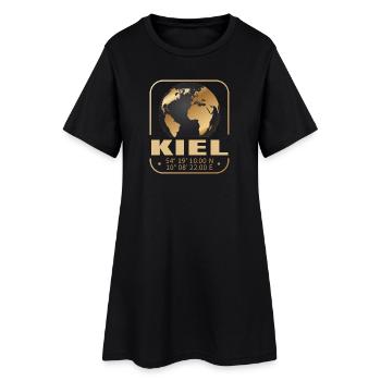 Kiel - Frauen T-Shirt-Kleid - Schwarz - Vorne