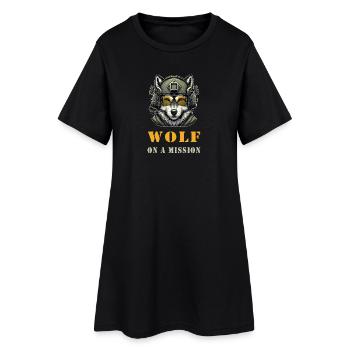 Wolf in Mission - Frauen T-Shirt-Kleid - Schwarz - Vorne