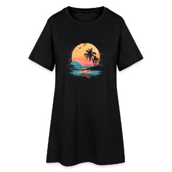 palmier coucher de soleil soleil d’été - Robe T-shirt Femme - noir - Devant