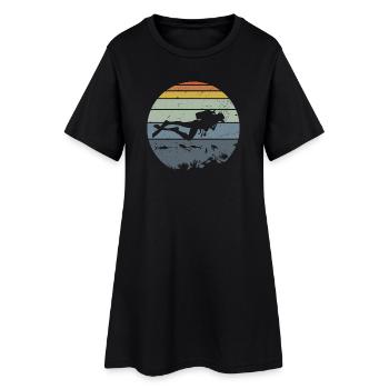 Scène de silhouette de plongeur sous-marin - Robe T-shirt Femme - noir - Devant