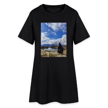 Randonneur face au ciel alpin - Robe T-shirt Femme - noir - Devant