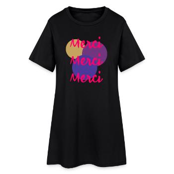 MERCI. THANKS. ANNIVERSAIRE. NAISSANCE. RETRAITE. - Robe T-shirt Femme - noir - Devant