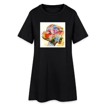 Illusion d’optique - Art abstrait - Robe T-shirt Femme - noir - Devant