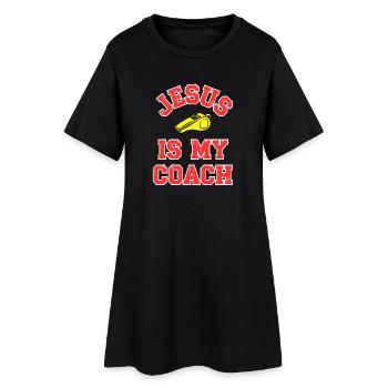 Jesus als Coach Motivationsdesign - Frauen T-Shirt-Kleid - Schwarz - Vorne