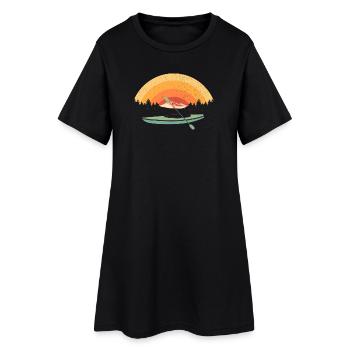 Kajak Kanu Vintage Paddelboot Kanusport Paddler - Frauen T-Shirt-Kleid - Schwarz - Vorne