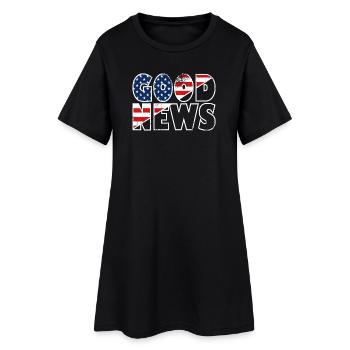 BONNES NOUVELLES Étoiles et rayures Verset biblique Évangile - Robe T-shirt Femme - noir - Devant