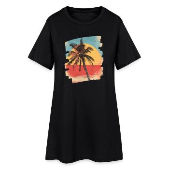 palmier coucher de soleil soleil d’été - Robe T-shirt Femme - noir - Devant