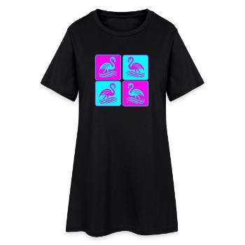 Flamingo Waves Pop Art - Women’s T-Shirt Dress - black - Front