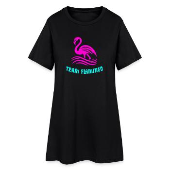 Team Flamingo - Frauen T-Shirt-Kleid - Schwarz - Vorne