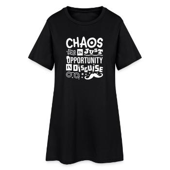 Chaos ist nur eine verkappte Chance - Frauen T-Shirt-Kleid - Schwarz - Vorne