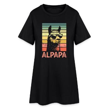 Père Papa Alpaga - Robe T-shirt Femme - noir - Devant