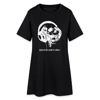Sound of silence white - Frauen T-Shirt-Kleid - Schwarz - Vorne