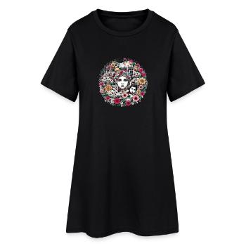 Kinder zwischen Kuppeln und Blüten - Frauen T-Shirt-Kleid - Schwarz - Vorne