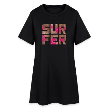 Surfer Hawaii Camping Strand Surfbrett Camp Sommer - Frauen T-Shirt-Kleid - Schwarz - Vorne