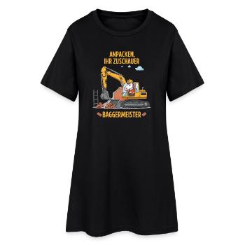 Einhorn Baggermeister - Frauen T-Shirt-Kleid - Schwarz - Vorne