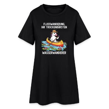 Einhorn Kanufahrt - Frauen T-Shirt-Kleid - Schwarz - Vorne