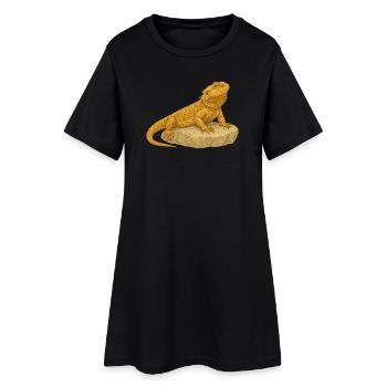 Gecko jaune sur rochers - Robe T-shirt Femme - noir - Devant