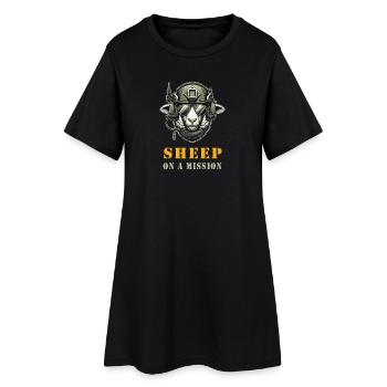 Schaf in Mission - Frauen T-Shirt-Kleid - Schwarz - Vorne