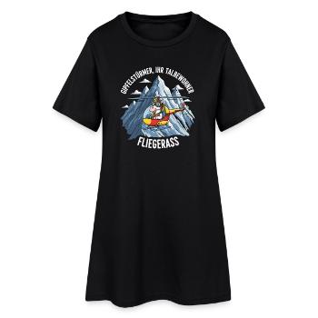 Einhorn-Pilot - Frauen T-Shirt-Kleid - Schwarz - Vorne
