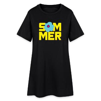 Vacances d’été Temps de vacances Fleur Fleur - Robe T-shirt Femme - noir - Devant