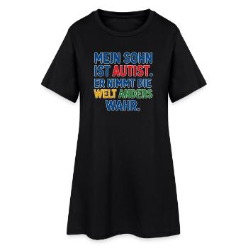 Mein Sohn ist Autist - Autismus Spruch Geschenk - Frauen T-Shirt-Kleid - Schwarz - Vorne