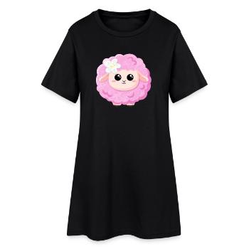 Cute Pink Sheep - Women’s T-Shirt Dress - black - Front