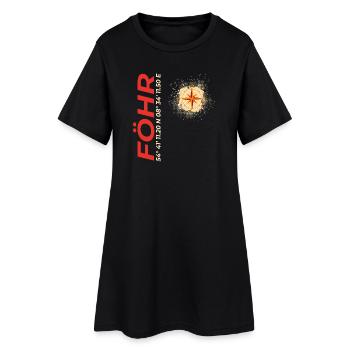 Föhr - Frauen T-Shirt-Kleid - Schwarz - Vorne