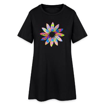 Dégradé de feuilles de fleurs - Robe T-shirt Femme - noir - Devant
