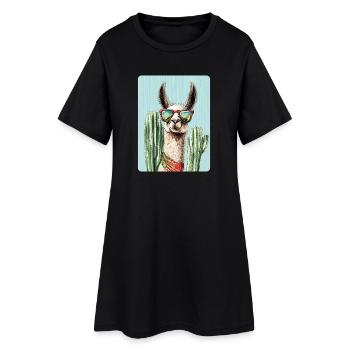 Lama drôle Alpaga Lama Lama Animal Cadeau - Robe T-shirt Femme - noir - Devant