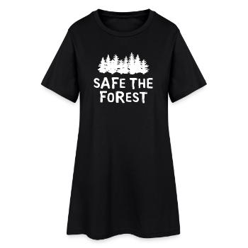 safe the forest mit Waldsilhouette als Logo Symbol - Frauen T-Shirt-Kleid - Schwarz - Vorne