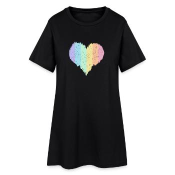Cœur Arc-en-ciel Couleurs pastel Mois de la fierté LGBTQ+ - Robe T-shirt Femme - noir - Devant