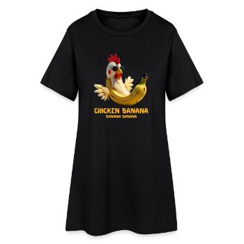 Drôle de poulet banane cadeau pour les amateurs de Brainrot Meme - Robe T-shirt Femme - noir - Devant