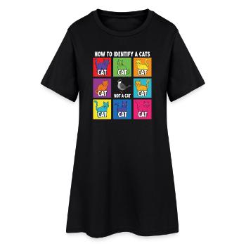 Katzen-Identifizierungs-Guide - Frauen T-Shirt-Kleid - Schwarz - Vorne
