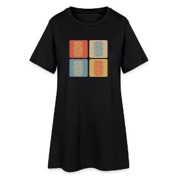 Tiki Maske - Frauen T-Shirt-Kleid - Schwarz - Vorne