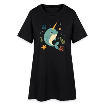 Narval dans la mer – La licorne des océans - Robe T-shirt Femme - noir - Devant